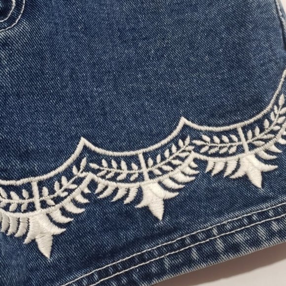 vintage jean shorts embroidered medium dark wash - Picture 5 of 7